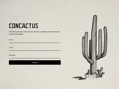 Concactus cactus contact form illustration web design