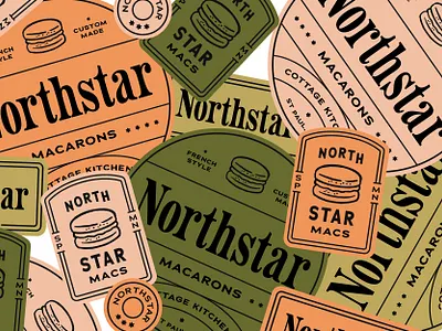 Northstar Macarons bakery branding french label labels lockup logo macaron macaroon midwest minnesota north northern northstar pastry patisserie seal serif star stickers