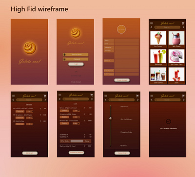 Gelato cool App- High Fid UI branding illustration logo ramrokade ui