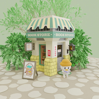 Book store 🥰📚 3d 3dart 3dcharacter 3ddesign 3dillustration 3dmodeling 3dobject 3dwork blender design