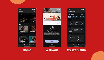 Workout Training App UI abs trainer exercise app exercise app design gym gym app gym ui training app ux design workout workout app workout ui