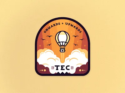 Product Launch Badge badge balloon birds clean clouds crest design graphic design illustration illustrator logo oranges patch simple sky vector