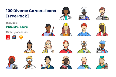 100 Career Icons [Free Download] careers diverse graphic design icon icon set icons illustration vector