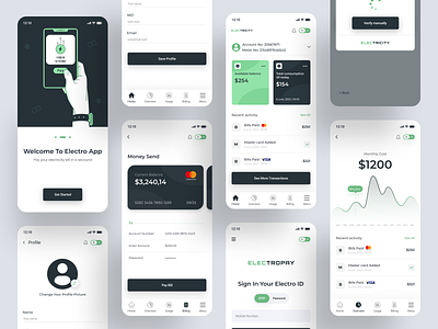 Electric Bill Pay App app app design bill pay app digital banking electric bill pay app electricity financial fintech fintech app ios app mobile app mobile ui payment popular send money app split bill app tariqul islam ui ux wallet app