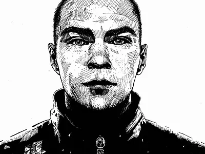Ink Portrait – Markus – Detroit Become Human crosshatching design graphic design illustration ink ink drawing portrait portraits realism traditional art