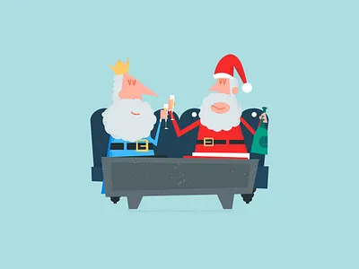 Santa & Magic King affinity designer blue christmas design designer flat design illustration king magic king polarization red santa time work