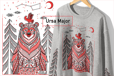 Ursa Major design folk art illustration logo ornament textile design