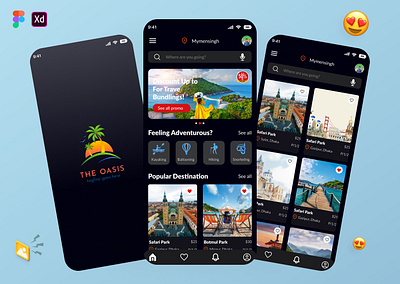 Travel App app design figma illustrator natural travels journey ui ux