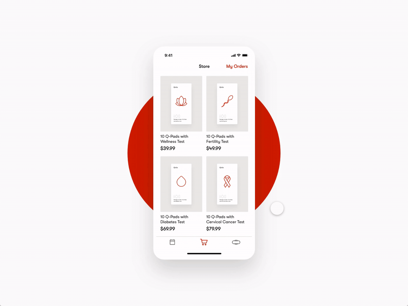 Qvin Mobile App animation app checkout e commerce female health healthcare interaction interface ios medicine mobile patient payment prototype purchase shopping store ui woman
