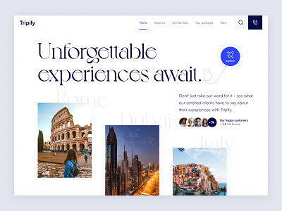 Travel - Tripify Web header concept creative hero hotels luxury minimal travelling trendy ui uidesign webdesign webheader website