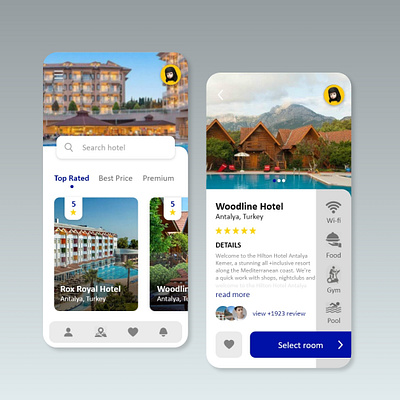 Hotel booking App UI Design 3d animation app branding design graphic design illustration logo motion graphics typography ui ux vector