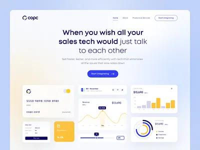 COPC - payment system 💙💛 finance app finance system interface landing light design web app