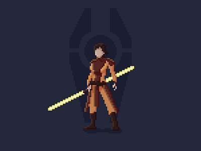 Bastila Shan character female game illustration kotor lightsaber pixel space star wars