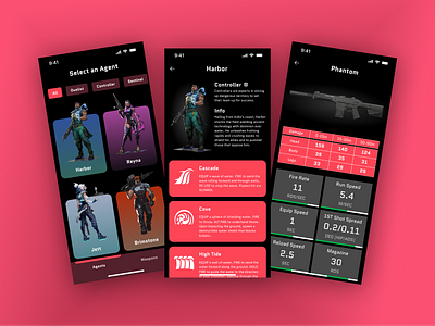 Valorant Mobile App (Game UI Design) android app appdesign color design esports figma figmadesign gaming ios pcgame simpledesign ui uidesign uiux userexperiance userinterface ux valorant videogame