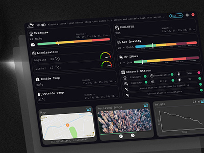 Drone Dashboard UI Design acceleration air quality art bar dashboard design drone figma graphic design humidity icon indicator live pressure python temperature ui vector wind windows