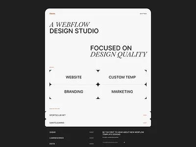 Gauss Agency agency agencypage big font bold branding bussines darkgrey design agency figma graphic design landingpage minimal onepage portfolio ui webflow websdesign website white space