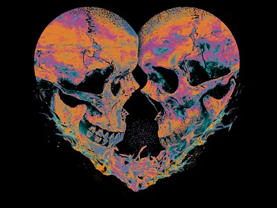 Eternal love digital painting illustration love photoshop skulls