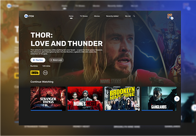 Movie Streaming Website UI application design marvel movie netflix streaming thor ui ux webdesign