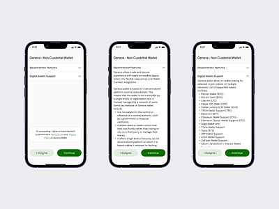 Non-Custodial Wallet - Terms of Use & Privacy Policy app crypto design minimal screens ui ux web3