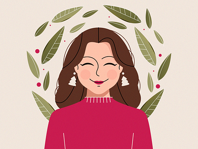 Holiday Self-Portrait adobeillustrator christmas design flat flat design flat illustration holiday illustration portrait self portrait texture