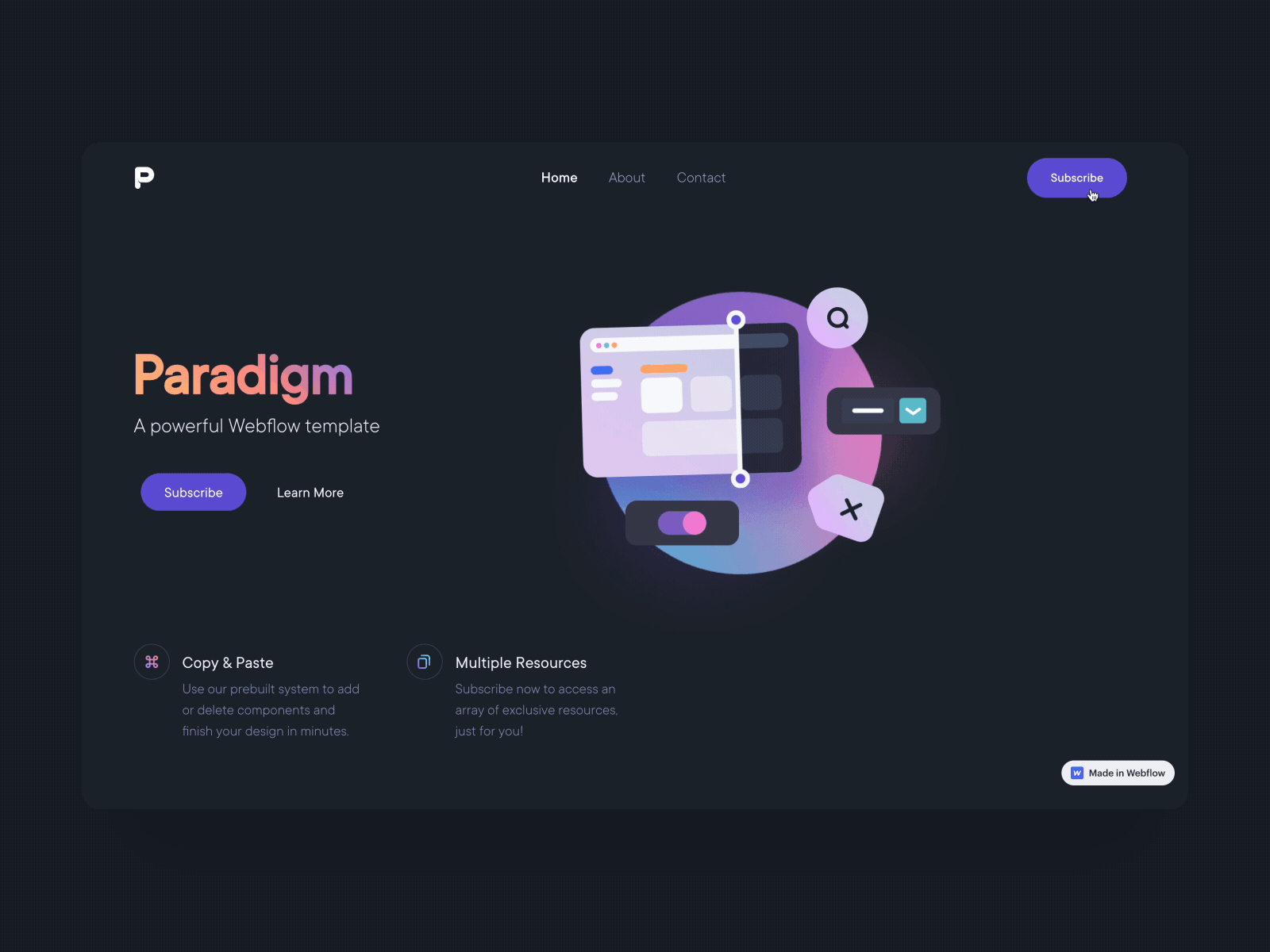 Webflow Coneable: Paradigm lottie motion design motion graphics motion ui website