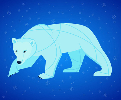 Polar bear in Arctica adobe illustrator artica bear cartoon cold endangered extinct animal illustration nature polar polar bear snow snowfall vector white bear wildlife winter