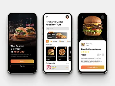 Food Delivery App app app design burger burger app burger shop design e commerce ecommerce fast food food food shop graphic design mobile mobile app online shop product typography ui user interface ux
