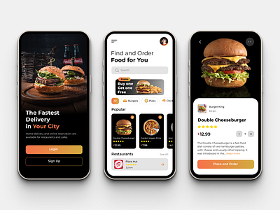 Food Delivery App app app design burger burger app burger shop design e commerce ecommerce fast food food food shop graphic design mobile mobile app online shop product typography ui user interface ux
