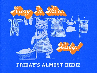 Hang In There Baby branding bright color color design graphic design postcard retro design type typography vintage design