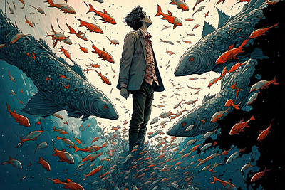 Giant Fish 9 ai art color concept design digital drawing gradient illustration light midjourney minimal painting photoshop simple