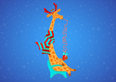 Giraffe celebrating Christmas holidays adobe illustrator cartoon cartoon giraffe character christmas christmas illustration christmas mood christmas postcard christmas season comic cure giraffe funny giraffe giraffe illustration sillhouette vector vector giraffe