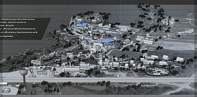 Theme Park WIP 3d adventureland amusement park c4d cinema 4d process redshift render rollercoaster slides theme park wireframe workflow