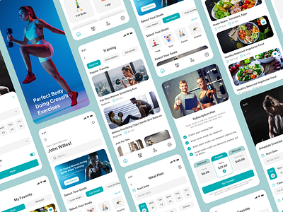 Workout & meal plan mobile app app design diet plan app fitness app design fitness app ui design fitness mobile app ui ui design uiux design user interface workout meal plan mobile app workoyt app