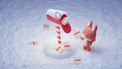 X-mas Mailbox and Foxie 3d blender christmas design illustration x mas