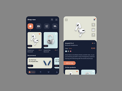 Headphones E-commerce shopping Mobile app app application branding dribbble ecommerce figma graphic design illustration mobileapp motion graphics ui ui challenge uidesign uidesigner uiuxdesign uiuxdesigner uxdesign