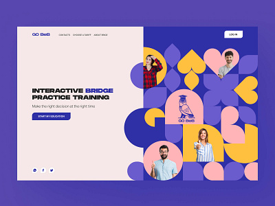 Bridge education main page color design form geometric graphic design home illustration key visual landing main page people screen typography ui web website