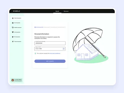 Insurance Platform - Get a Quote color dashboard graphicdesign green insurance interface lilac minimal minimalist platform quote saas ui uiux ux uxdesign uxui web web app webapp