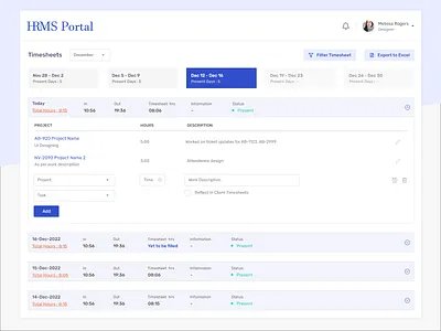 Attendance Module attendance business solution calendar design design system hr software hrms minimal timesheet ui ux website website design
