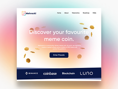 Crypto Landing page crypto design hero page landing page ui uiux ux web web3
