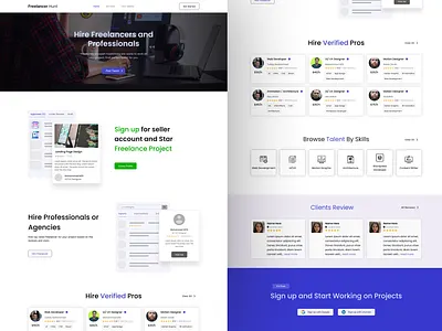 Freelancer Hunt | Landing Page Design Concept branding clean creative creative design design figma freelancer hire landing page landing page design portfolio talent hunt uiux web app