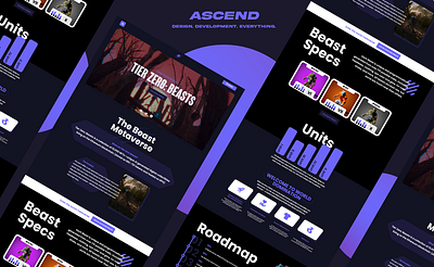 NFT project Landing Page beast blockchain bold cyberpunk dark theme design ethereum nft project purple scifi solana website