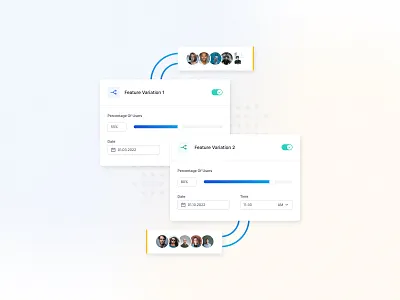 Audience Targeting Graphic audience audience segmentation clean code code release design developers feature flag feature management graphic illustration simple targeting tech ui users vector visual aid