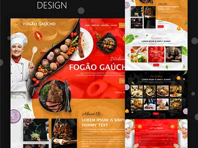 fogão gaúcho branding chef chicken creative design food graphic design grill illustration landing page menu restaurant salad steak typography ui ux vegetable website website design