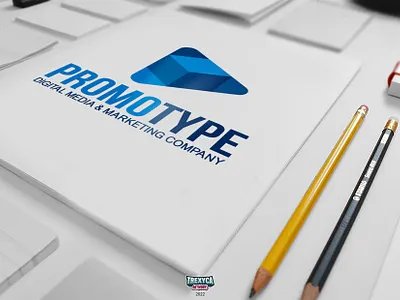 PromoType Logo (on Paper) brand brandidentity company design digital graphic graphicdesign identity logo logodesign marketing media promo promotype type vector