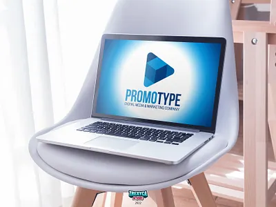 PromoType Logo v2 (on Laptop) brand brandidentity company design digital graphic graphicdesign identity laptop logo logodesign marketing media promo promotype type vector