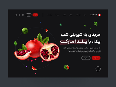 Market Web UI Design Dark Theme bazaar bazar black dark dark mode dark theme design farsi header hero market persian red store ui ui design web web ui web ui design