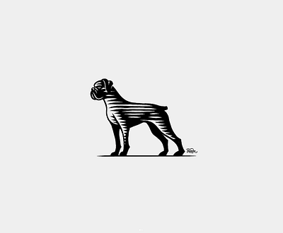 Congo the Dog blackwhite boxer dog handmade illustration lineart monochromatic monochrome scratchboard vectorart