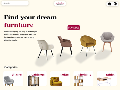 Furniture website. Main page design graphic design ui ux vector