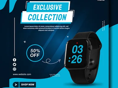 Smart watch social media post design adobe illsutrator banner ad design banner design product design social media ad design social media banner design social media design social media post
