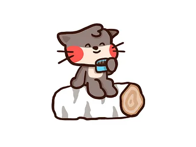 Chillin' birch christmas cocoa cup drink flat holidays illustration otter procreate tree tree log winter